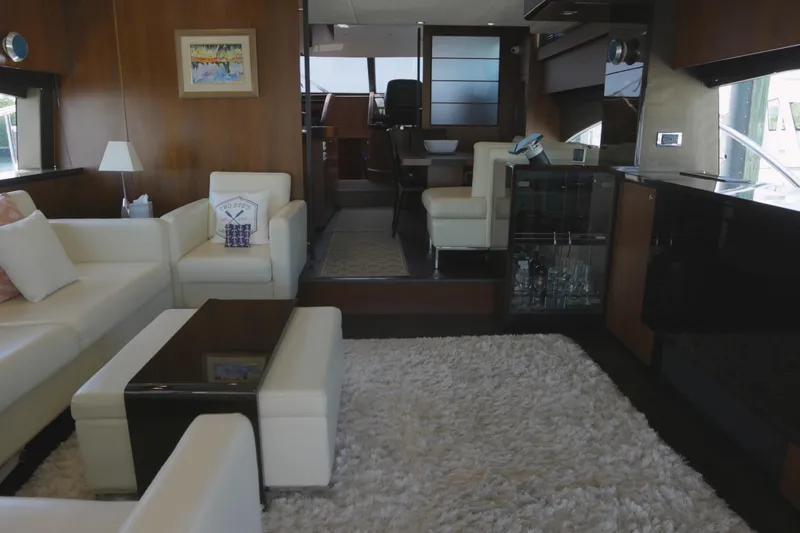 Slide: The Image of Luxurious interior of 2014 Fairline Squadron 78 Custom yacht with elegant furnishings. - 10
