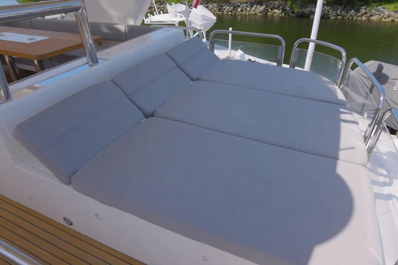 Slide: The Image of Luxury sunbed on 2014 Fairline Squadron 78 Custom yacht deck. - 19