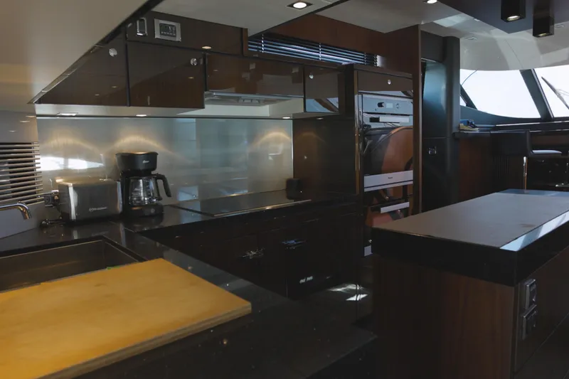 Slide: The Image of Luxurious kitchen interior of 2014 Fairline Squadron 78 Custom yacht. - 8