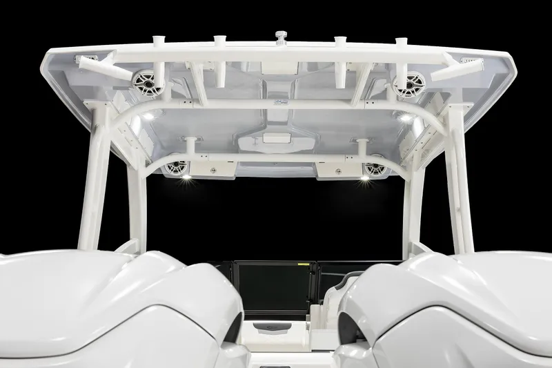 Slide: The Image of 2026 Robalo R277 Dual Console boat interior with sleek design and modern features. - 21