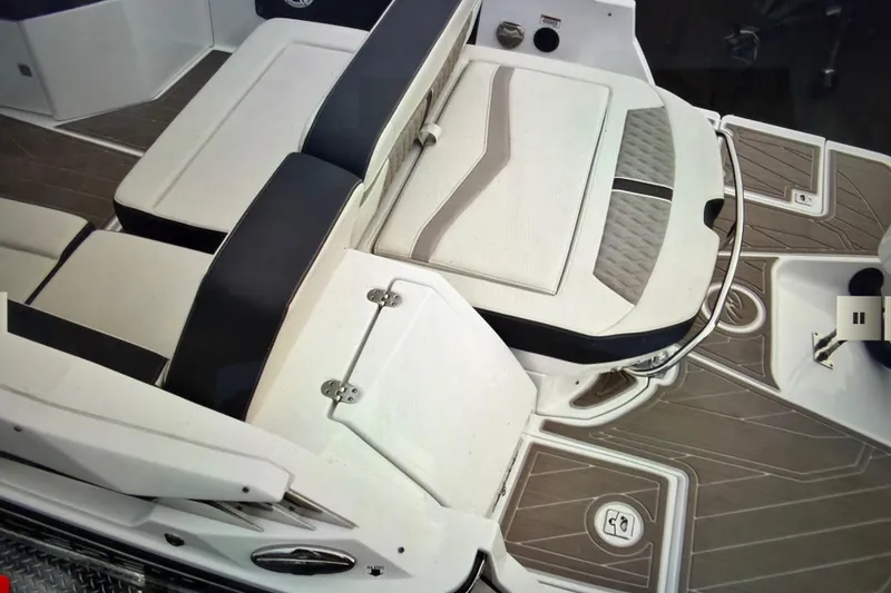 Slide: The Image of 2024 Monterey 255SS Super Sport boat interior with sleek seating and modern design. - 11