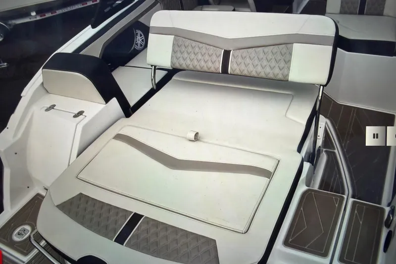 Slide: The Image of 2024 Monterey 255SS Super Sport boat interior with luxurious seating and modern design. - 15