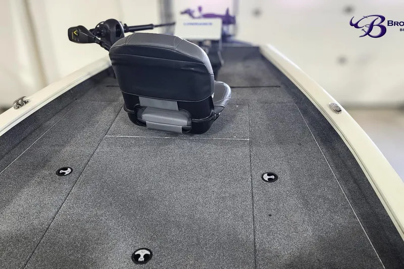 Slide: The Image of 2021 Tracker Pro Team 190 TX Tournament Edition boat interior with seating and controls. - 10