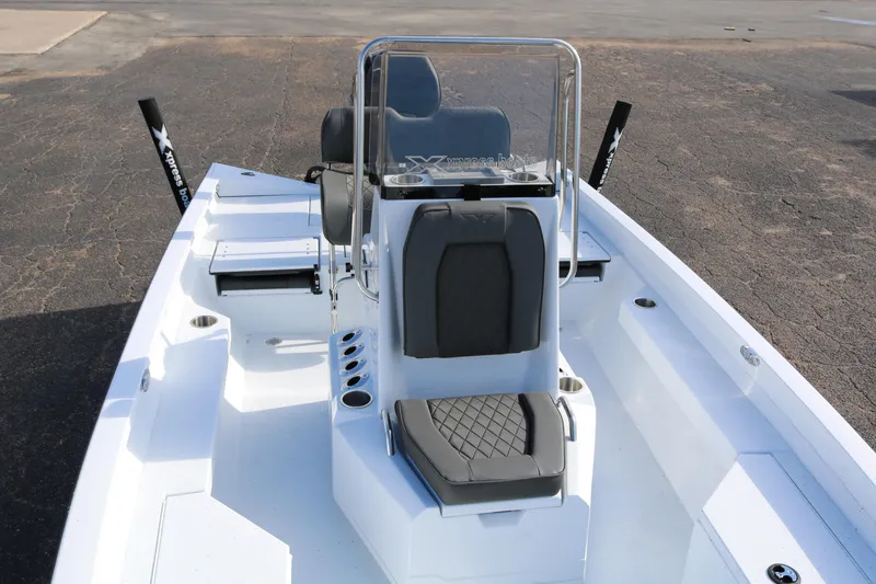 Slide: The Image of 2026 Xpress H20B Bay boat interior with sleek seating and modern design. - 18