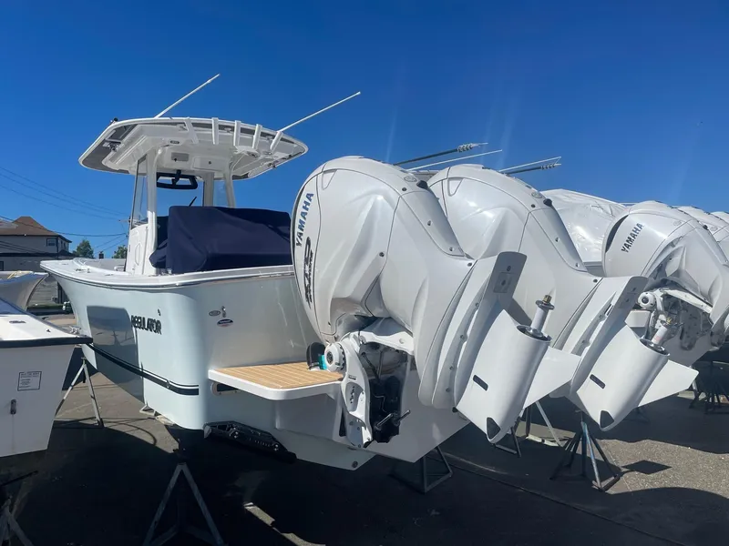 Slide: The Image of 2025 Regulator 31 boat with Yamaha outboard engines. - 3