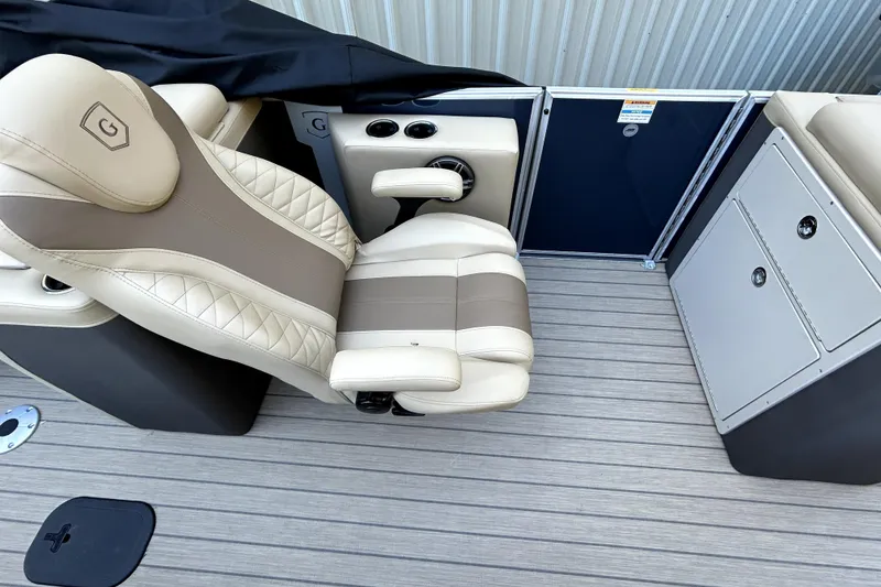 Slide: The Image of Luxurious seating on 2026 Godfrey Monaco 255 ULC pontoon boat, featuring premium materials and design. - 8
