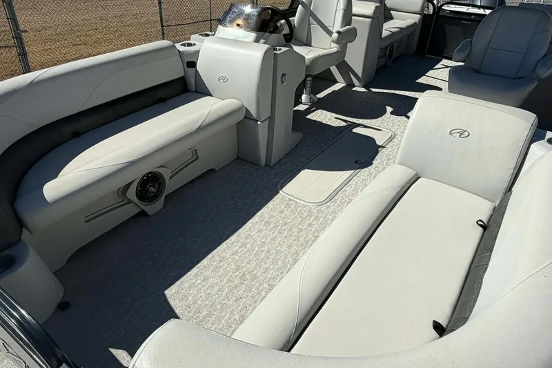 Slide: The Image of 2020 Avalon GS Quad Lounger interior with spacious seating and modern design. - 13