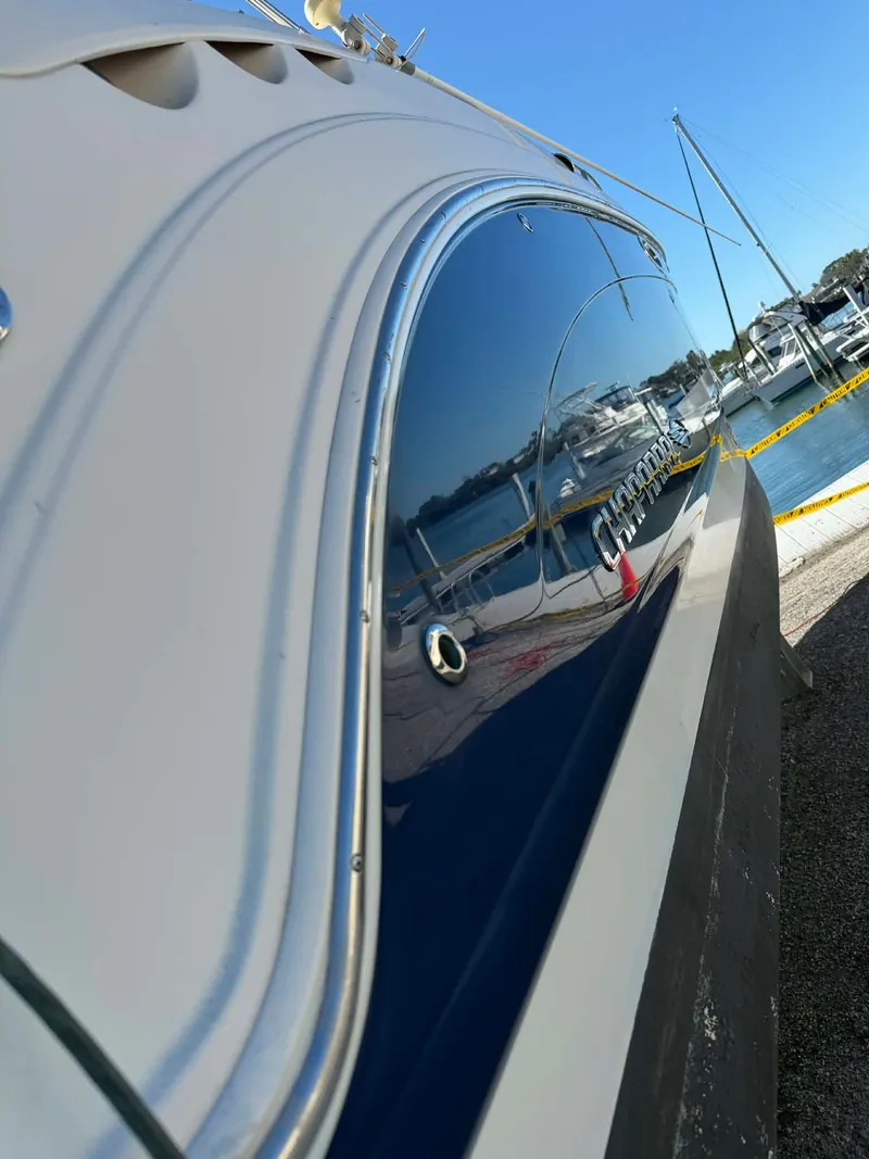 Slide: The Image of Close-up of a 2008 Chaparral Signature 250 yacht at the dock. - 7