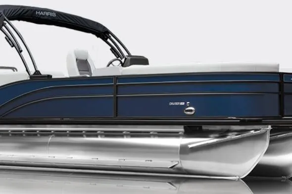 The Image of 2026 Harris Cruiser 230 pontoon boat with sleek blue design and modern features. - 1