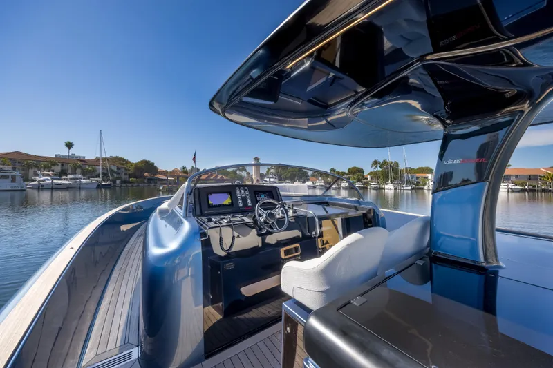 Slide: The Image of 2021 Solaris Power 48 OPEN yacht interior with sleek design and modern navigation equipment. - 15