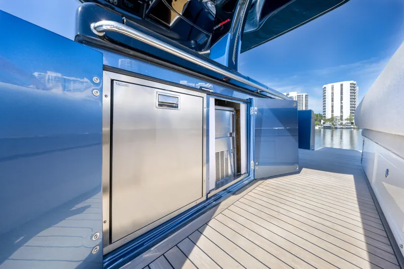 Slide: The Image of 2021 Solaris Power 48 OPEN yacht with stainless steel outdoor kitchen on deck. - 21