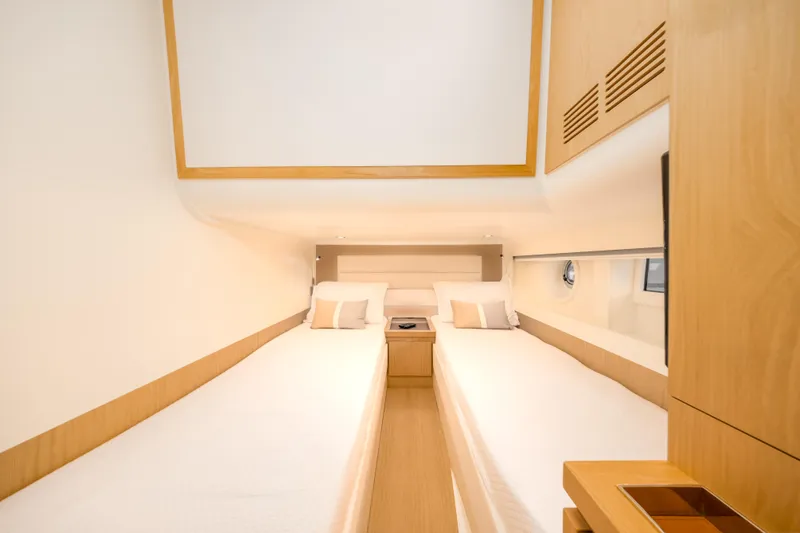 Slide: The Image of Interior cabin of 2021 Solaris Power 48 OPEN yacht with twin beds. - 32