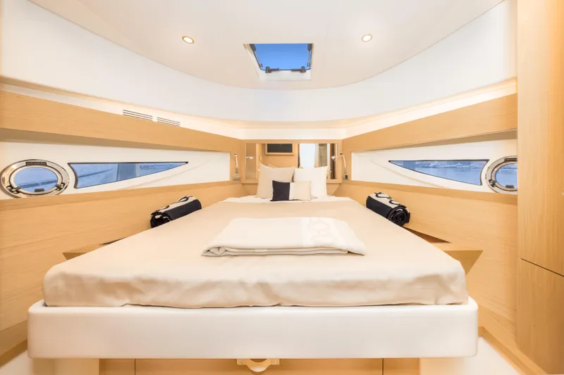 Slide: The Image of Luxurious interior of 2021 Solaris Power 48 OPEN yacht cabin with modern design. - 33