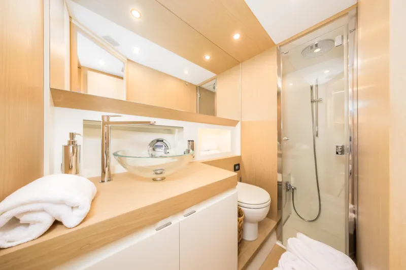 Slide: The Image of Luxurious bathroom interior of 2021 Solaris Power 48 OPEN yacht. - 35