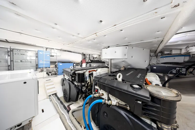Slide: The Image of Engine room of 2021 Solaris Power 48 OPEN yacht, showcasing modern equipment and design. - 38