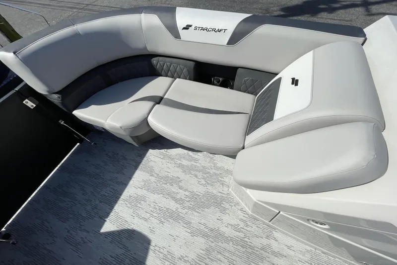 Slide: The Image of Luxurious seating on 2026 Starcraft SLS 1 boat, featuring modern design and comfort. - 4