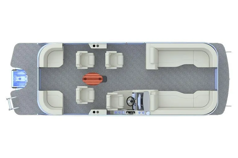Slide: The Image of Manufacturer Provided Image: Top view of 2026 Godfrey Monaco 255 QS pontoon boat layout with seating and helm. - 3