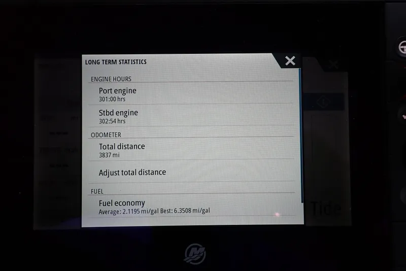 Slide: The Image of Carver C37 Coupe 2019, long-term statistics display on screen. - 49