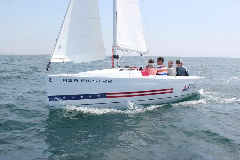 Slide: The Image of 2016 Beneteau First 22 sailboat on the sea. - 8
