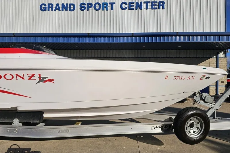 Slide: The Image of 2008 Donzi 27 ZR boat on trailer at Grand Sport Center. - 17
