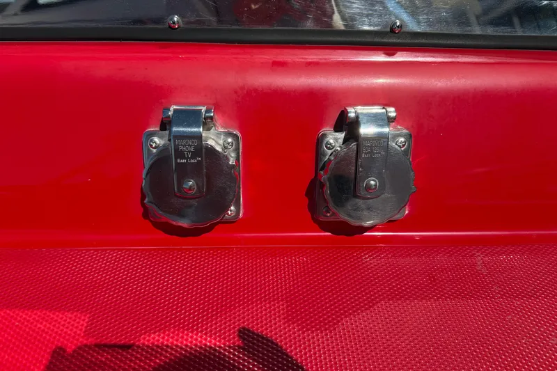 Slide: The Image of Red 2002 Hallett Express Cruiser with Marinco power outlets. - 75