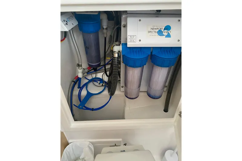 Slide: The Image of Water filtration system in a 2024 Seawind 1370 yacht, featuring Newport 400 Spectra Connect. - 66