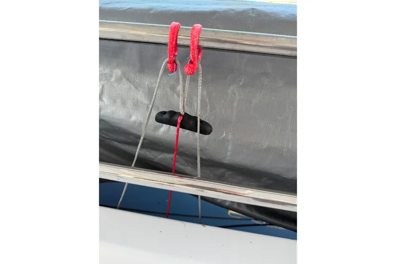 Slide: The Image of Close-up of Seawind 1370 sailboat rigging detail, 2024 model. - 76