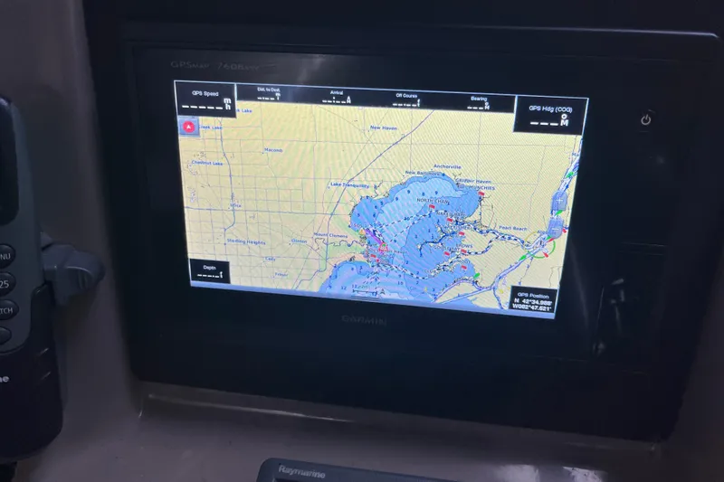 Slide: The Image of GPS navigation screen on a 2005 Sea Ray 360 Sundancer boat. - 10