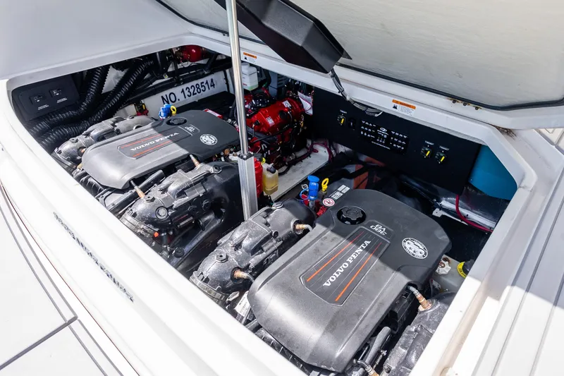 Slide: The Image of Engine compartment of 2022 Regal 36 Grande Coupe with Volvo Penta engines. - 58