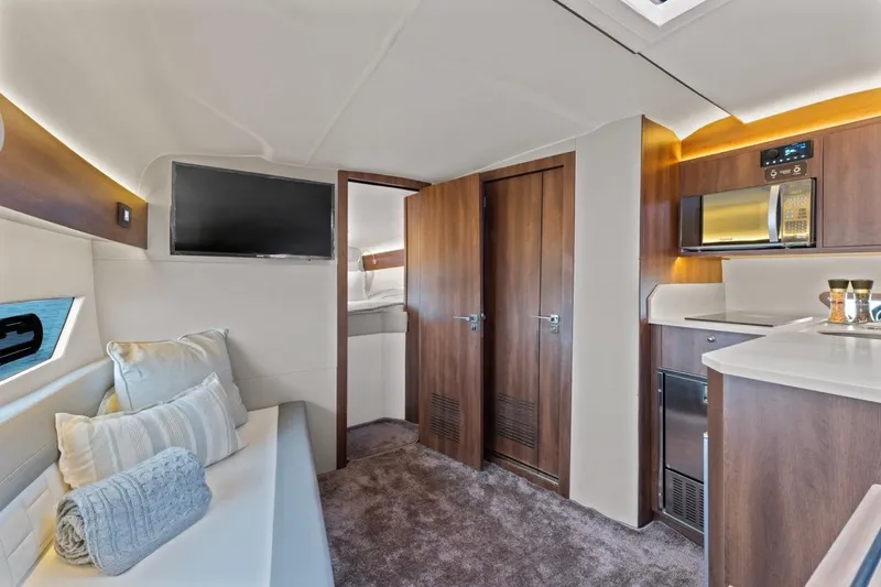 Slide: The Image of Luxurious interior of 2026 Valiatt 380 GT yacht with modern amenities and elegant design. - 3