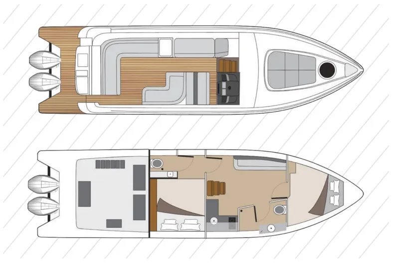 Slide: The Image of Top-down view of 2026 Valiatt 380 GT yacht layout, showcasing interior and deck design. - 7