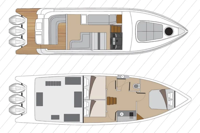 Slide: The Image of Top-down view of 2026 Valiatt 410 HT boat layout, featuring interior and deck design. - 11