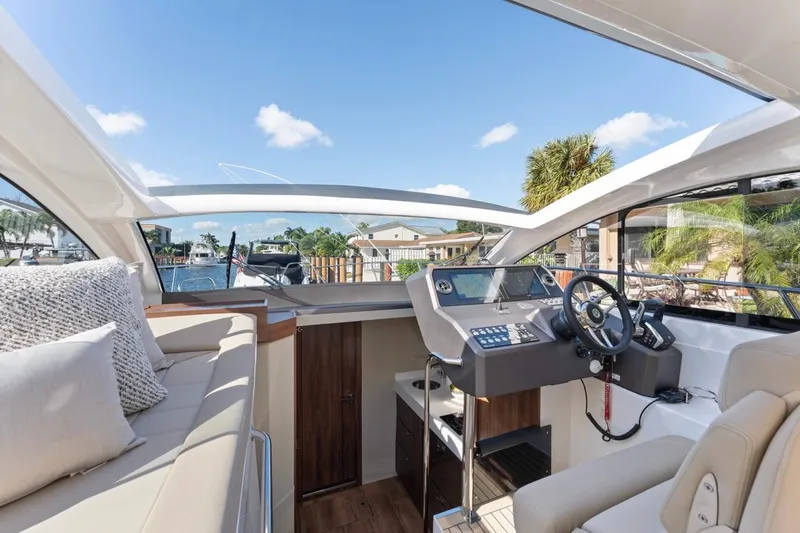 Slide: The Image of Luxurious interior of 2026 Valiatt 410 HT yacht with modern helm and seating. - 4