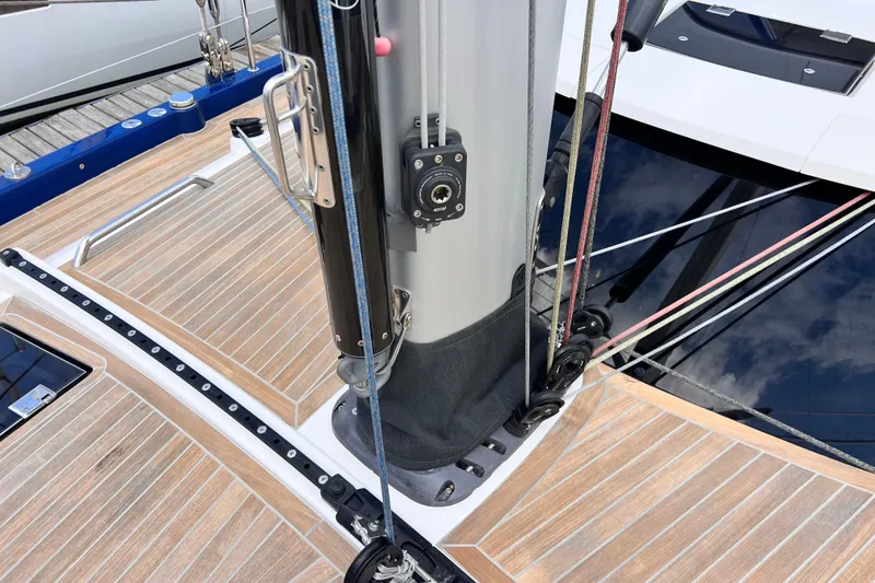 Slide: The Image of 2024 Hylas H57 yacht deck with mast and rigging details. - 75