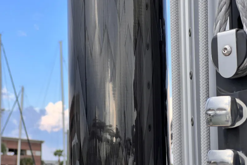 Slide: The Image of Close-up of 2024 Hylas H57 yacht mast and rigging against blue sky. - 76