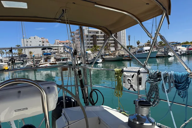 Slide: The Image of Sailboat cockpit view in marina, Outbound 46, 2011 model - 16