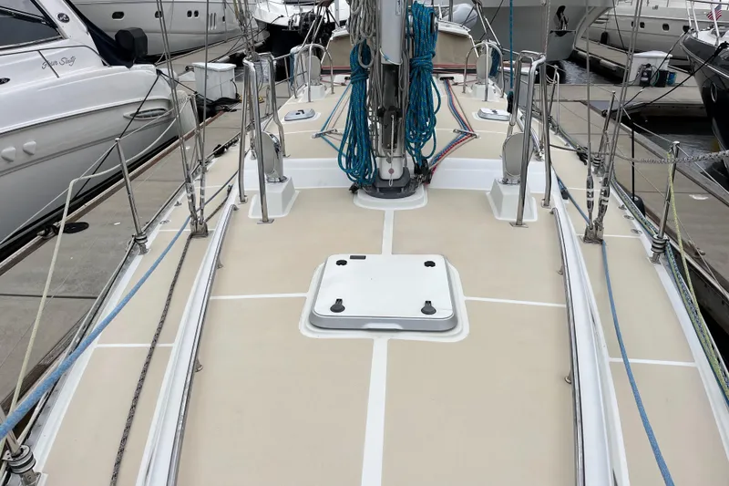 Slide: The Image of Sailboat deck of 2011 Outbound 46, looking aft. - 4