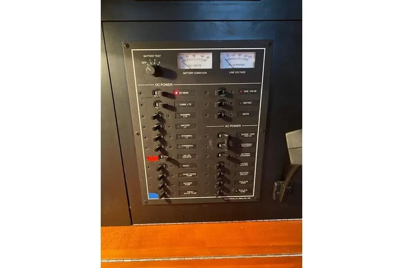 Slide: The Image of Electrical control panel with switches and gauges, Gozard 31 model, 1996. - 38