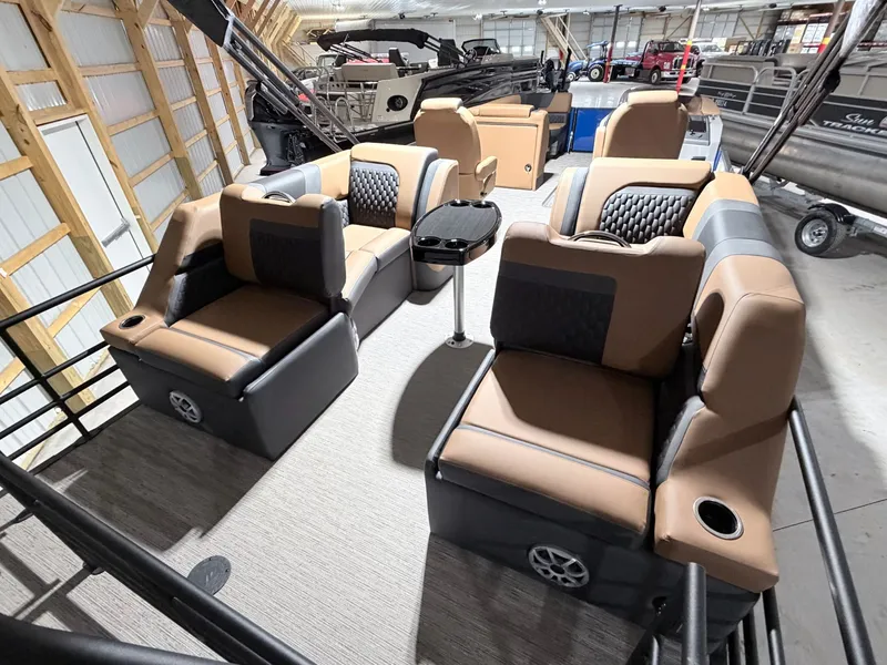 Slide: The Image of Interior of 2026 Sylvan L5 LZ DH with luxurious seating. - 18