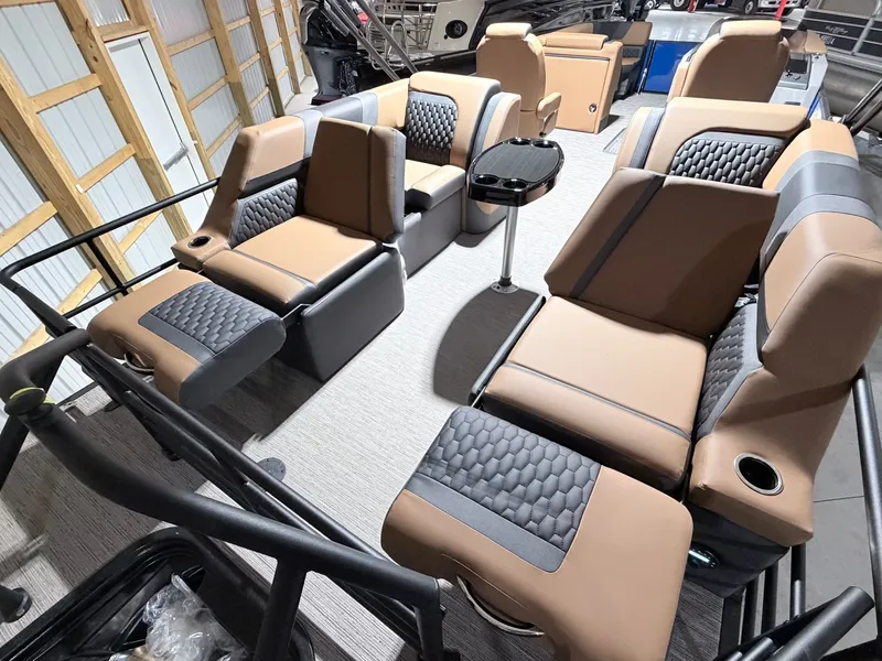 Slide: The Image of Interior of 2026 Sylvan L5 LZ DH with luxurious seating. - 6