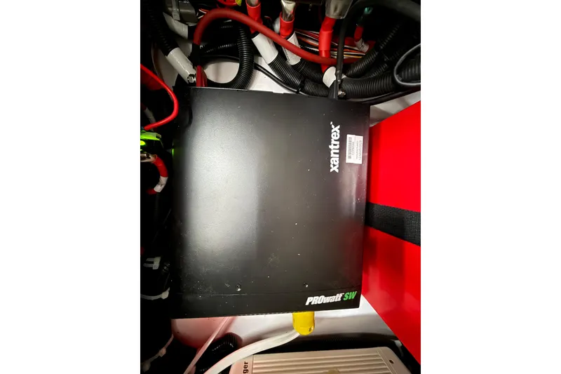 Slide: The Image of Electrical system of 2025 Axopar 37 XC Cross Cabin featuring Xantrex PROwatt SW inverter. - 31