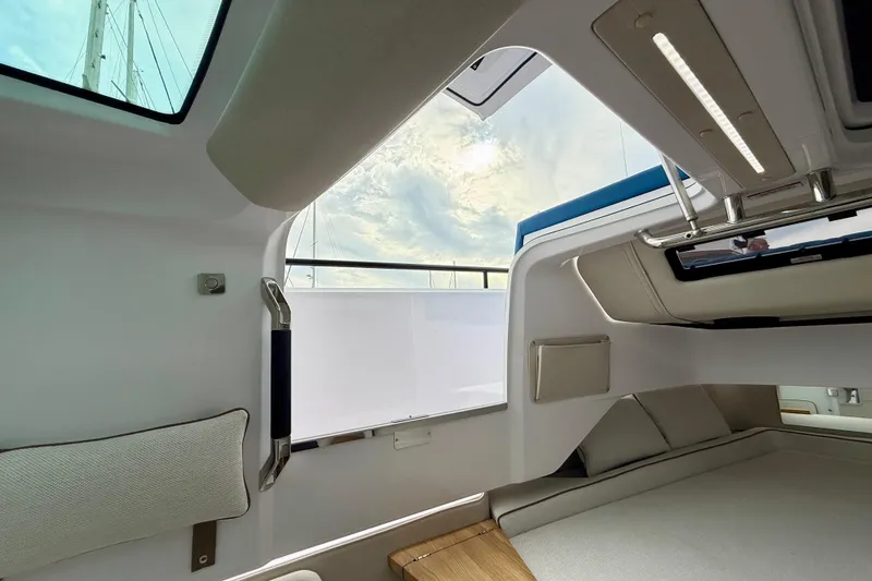 Slide: The Image of Interior view of 2025 Axopar 37 XC Cross Cabin, showcasing modern design and comfort. - 41