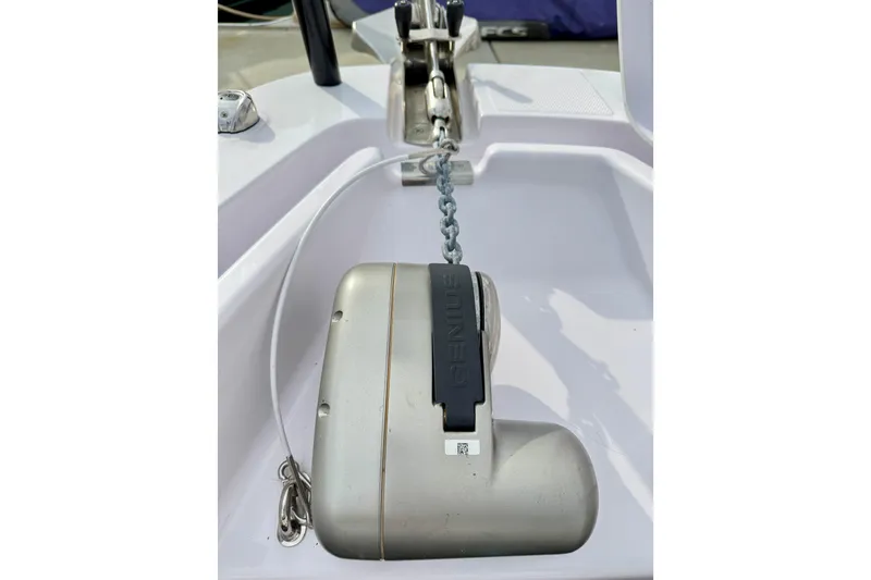 Slide: The Image of Anchor chain mechanism on 2025 Axopar 37 XC Cross Cabin boat deck. - 45