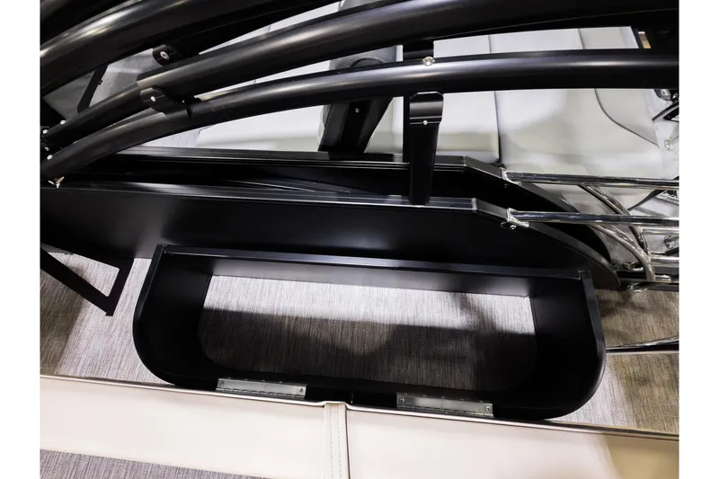 Slide: The Image of Close-up of Godfrey Sweetwater 22' Tritoon 2286 SFLC, showcasing sleek black frame details. - 16