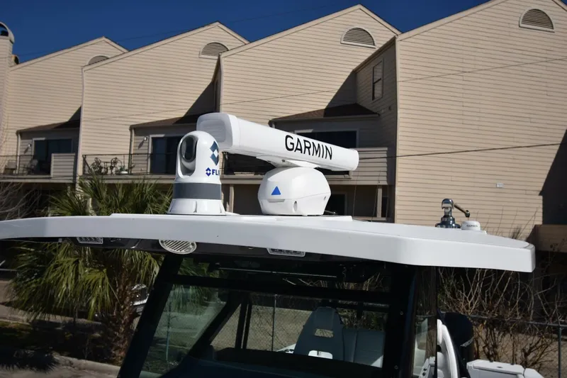 Slide: The Image of 2021 Blackfin 332 CC boat with Garmin radar and FLIR camera on the roof. - 20