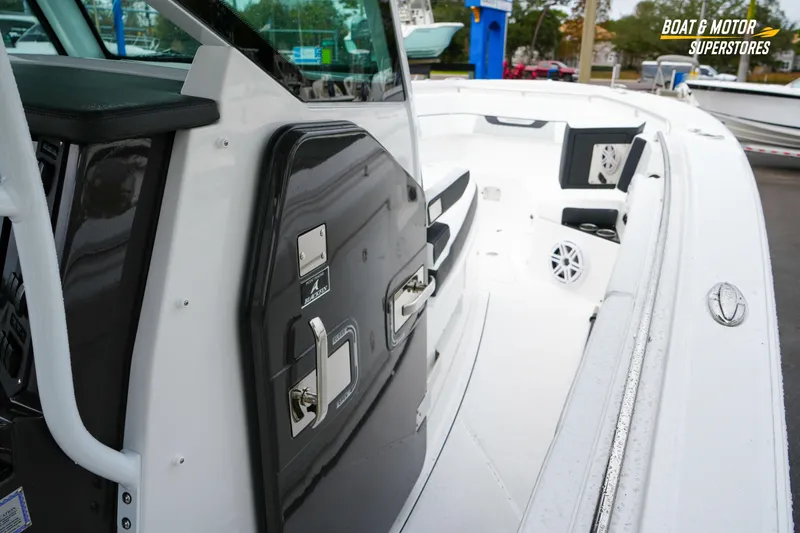 Slide: The Image of 2026 Blackfin 332 CC boat interior with sleek design and modern features. - 25