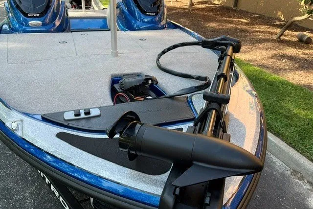 Slide: The Image of 2026 Nitro Z17 boat deck with trolling motor and equipment. - 11
