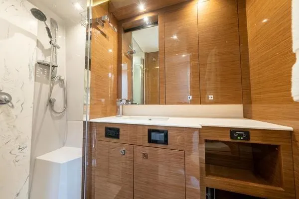 Slide: The Image of Luxurious bathroom interior of 2018 Cruisers Yachts 50 Cantius with modern fixtures. - 22