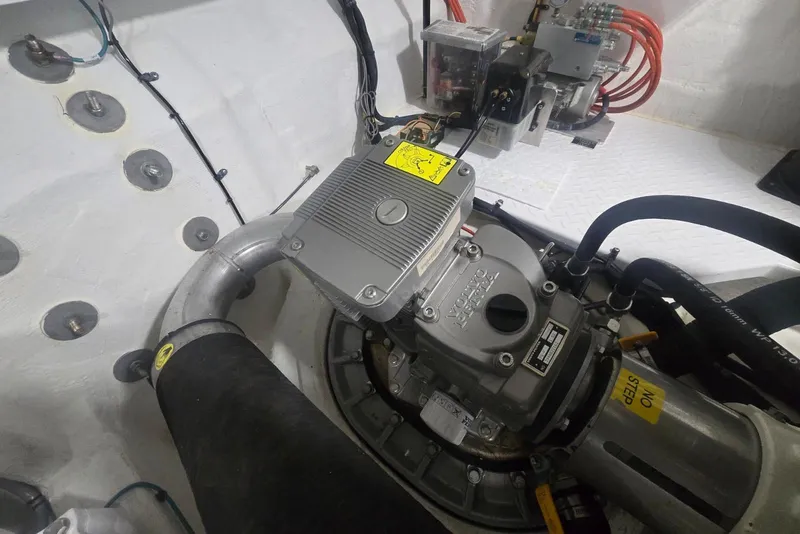 Slide: The Image of Engine room of 2018 Cruisers Yachts 50 Cantius with visible mechanical components. - 41