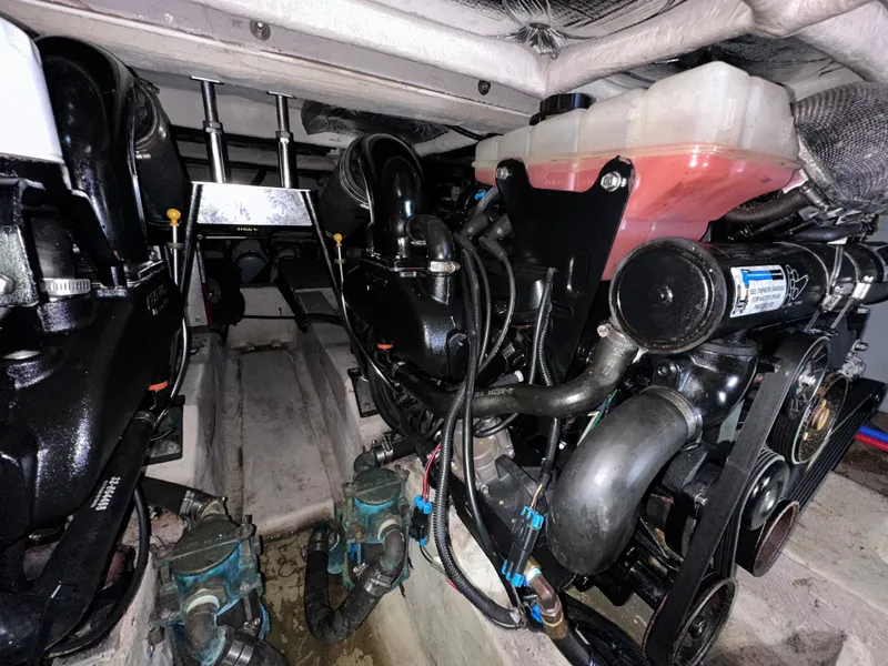 Slide: The Image of Engine room of 2007 Sea Ray 36 Sedan Bridge. - 36